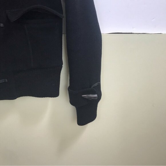 Aritzia TNA Wool Pea Coat Hood Toggle Buttons Zipper Bomber Jacket Wool Military - Picture 10 of 15